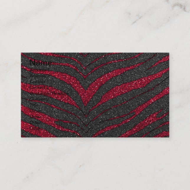 Roter Glitzerzebra-Druck Visitenkarte (Vorderseite)