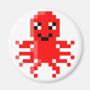 Roter glücklicher Pixel-Tintenfisch Magnet