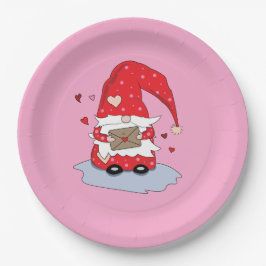 Roter Gnome Rosa Teller