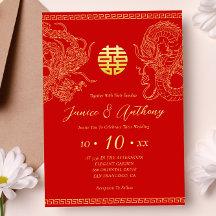 Roter Gold-Drache-Phoenix-chinesische Hochzeit
