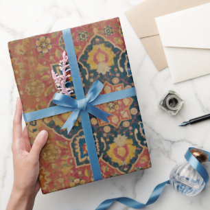 Roter Gold Kashan Teppich Persisch Asiatisch Geschenkpapier