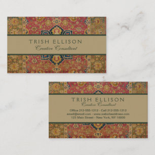 Roter Gold Kashan Teppich Persisch Asiatisch Visitenkarte