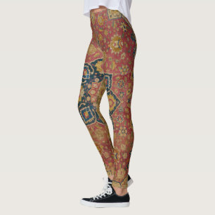 Roter Gold Kashan Teppich Persischer Asiatischer Leggings