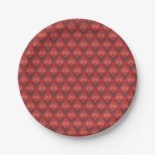Roter Gold Lotus Vintage Ethnomuster Pappteller