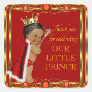 Roter Gold Prinz Baby Shower Aufkleber