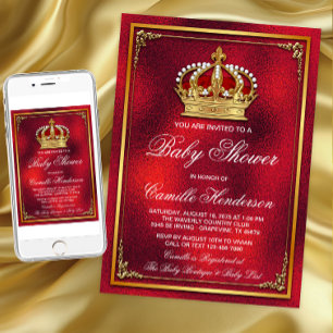 Roter Gold Prinz Baby Shower Einladung