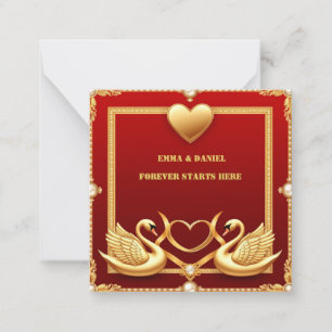 Roter Gold Schwan Hochzeitspaar Dekoration 💍 Mitteilungskarte