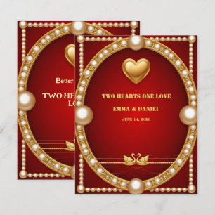 Roter Gold Schwan Hochzeitspaar Dekoration 💍 RSVP Karte