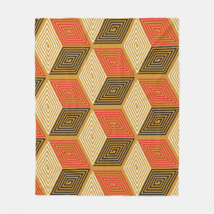 Roter Gold Vintage Würfel Muster Fleecedecke