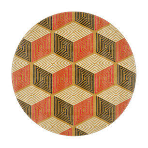 Roter Gold Vintage Würfel Muster Schneidebrett