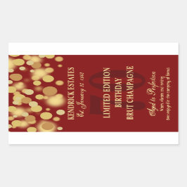 Roter Goldchampagne-Blasen-Geburtstags-Aufkleber Rechteckiger Aufkleber