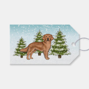 Roter Golden Retriever Hund Blauer Schneereicher W Geschenkanhänger