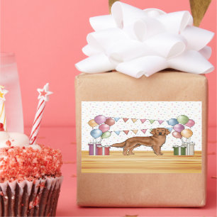 Roter Golden Retriever Hund farbenfrohe Pastel Geb Rechteckiger Aufkleber