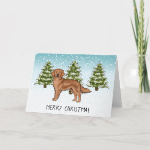 Roter Golden Retriever Hund Winter Frohe Weihnacht Karte