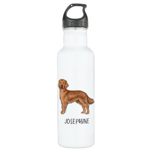 Roter Golden Retriever Niedlicher Hund mit Individ Edelstahlflasche