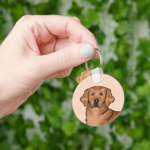 Roter Golden Retriever Süßer Cartoon-Hund-Porträt Schlüsselanhänger