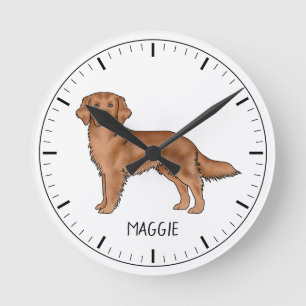 Roter Golden Retriever Süßer Hund Mit Benutzerdefi Runde Wanduhr