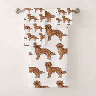 Roter Golden Retriever Süßes Cartoon-Hund-Muster Badhandtuch Set