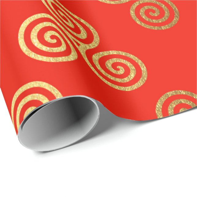 Roter Golden Royal Celtic Ornament Heraldic Geschenkpapier (Rolleneckpunkt)