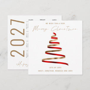Roter Goldener Baum 2027 Kalender Frohe Weihnachte Mitteilungskarte
