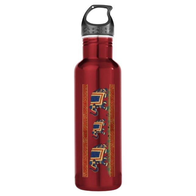 roter goldener Elefantdruck Waterbottle 24oz oder Edelstahlflasche (Vorderseite)