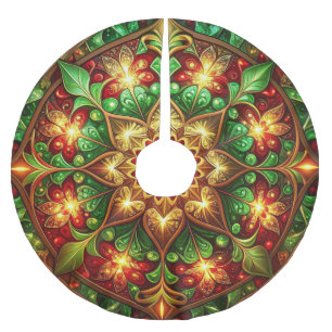Roter Goldener Grüner Dekorativer Baumschurz Polyester Weihnachtsbaumdecke