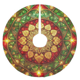 Roter Goldener Grüner Dekorativer Baumschurz Polyester Weihnachtsbaumdecke