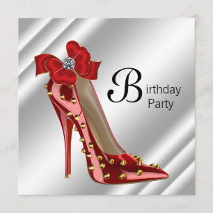 Roter goldener High Heel Schuh Geburtstagsparty-Ei Einladung
