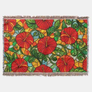 Roter Goldener Orangen Hibiskus Falsches Buntglas Decke