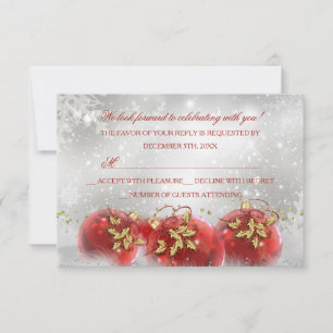 Roter & Goldener Weihnachtsbaum-Schmuck Weihnachts RSVP Karte