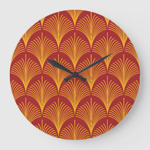 Roter Goldpfau: Art Deco. Große Wanduhr