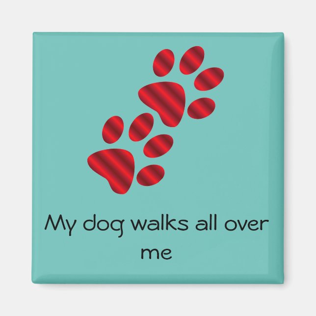 Roter Gradient Paw Print Magnet (Vorne)