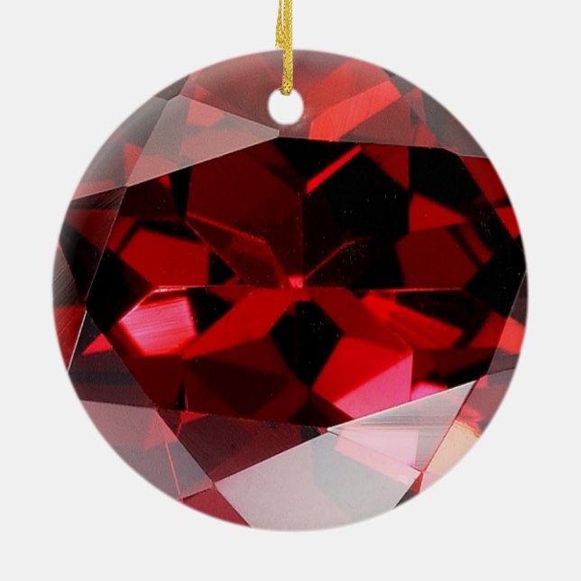 Roter Granats-Edelstein Januar Birthstone Keramik Ornament (Hinten)