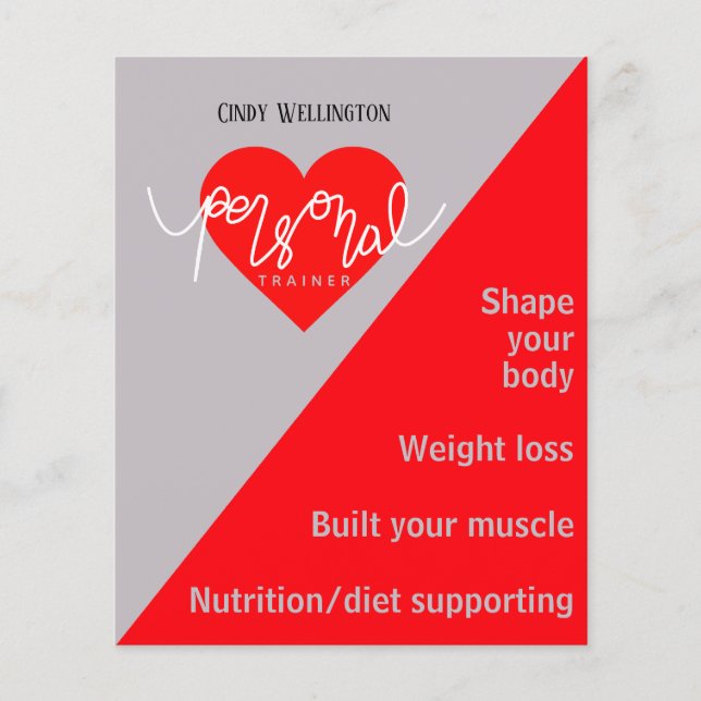 Roter grauer Herzfrequenz-Personal-Trainer Flyer (Vorne)
