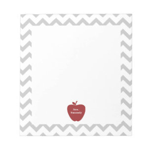 Roter grauer Zickzack Lehrer Apples Notizblock