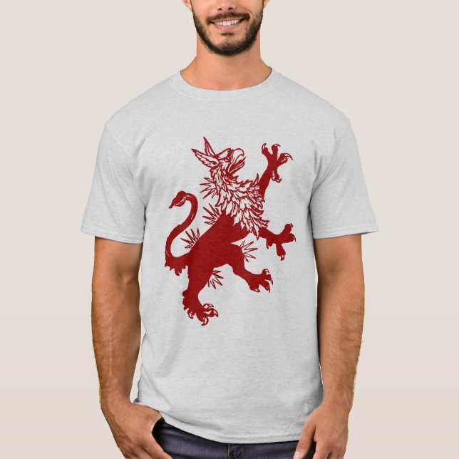 Roter Greif - mittelalterliches Gryphon T-Shirt (Vorderseite)