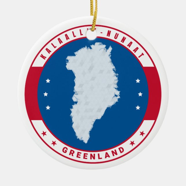 Roter Grönland Karte Runde Emblem Keramik Ornament (Vorne)
