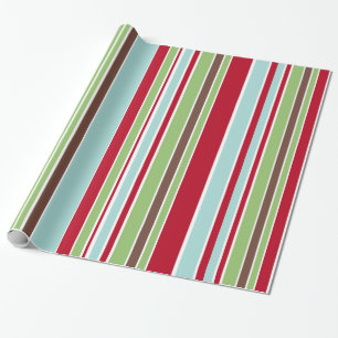 Roter, grüner, blauer und brauner Streifen Geschenkpapier