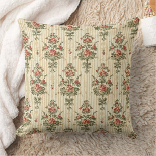 Roter grüner Damast Vintage-Ornament klassisch Kissen