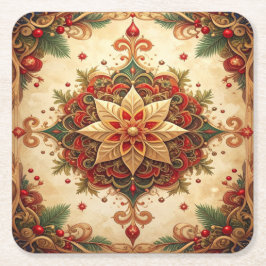 Roter grüner dekorativer Feiertags-Papierspacer Rechteckiger Pappuntersetzer