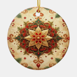 Roter grüner dekorativer Feiertags-Schmuck Keramik Ornament