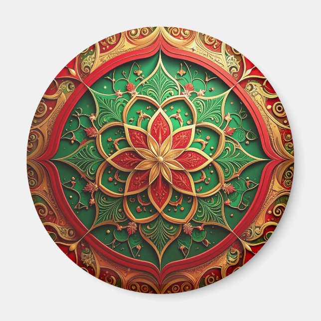 Roter grüner dekorativer Weihnachts-Feiertagsmagne Magnet (Vorne)