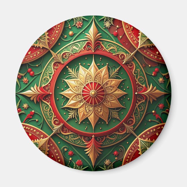 Roter grüner dekorativer Weihnachts-Feiertagsmagne Magnet (Vorne)