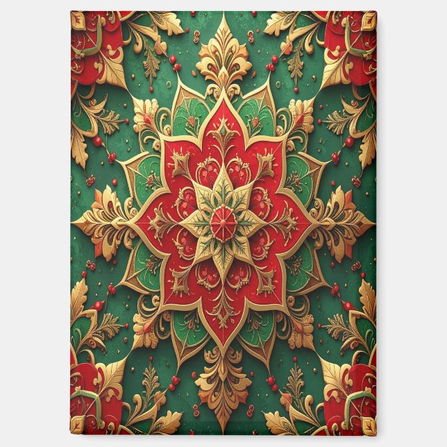 Roter grüner dekorativer Weihnachts-Feiertagsmagne Magnet (Vorderseite)