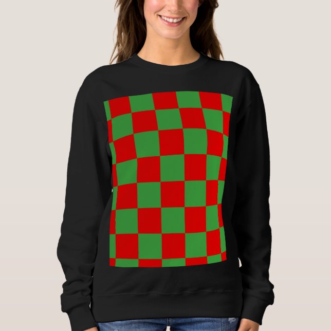 Roter grüner Karo Prüfmuster Sweatshirt (Vorderseite)
