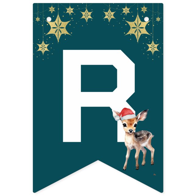 Roter Grüner Rentier Merry Xmas Party Wimpelkette (Dritte Fahne)