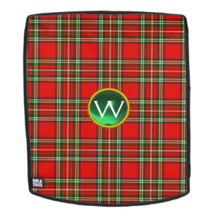 ROTER GRÜNER SCHOTTISCHER TARTAN UND MONOGRAMM MIT RUCKSACK
