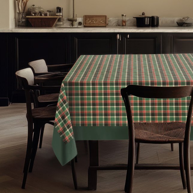 Roter Grüner Tartan Festivals Ansammlung Tischdecke (Classic Red Green Tartan Festive Holiday Gathering Tablecloth)