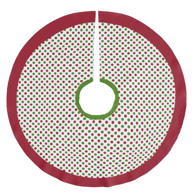 Roter grüner Tupfen Weihnachtsbaumrock Polyester Weihnachtsbaumdecke (Vorderseite)