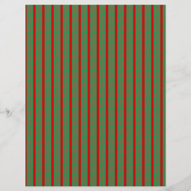 Roter grüner Weihnachtsstrumpf auf grünem Rot Briefbogen (Vorderseite)
